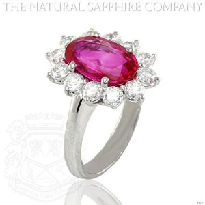 3.60ct Natural Untreated Burmese Ruby Platinum Ring with 1.44cts of Round Brilliant Diamonds