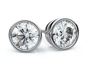 Image result for Elegant Bezel Set 18K White Gold 2 1/8ctw Fine Diamond Stud Earrings