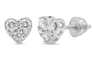 0.40 Carat (ctw) 10K White Gold Round Cut Diamond Ladies Heart Shape Stud Earrings