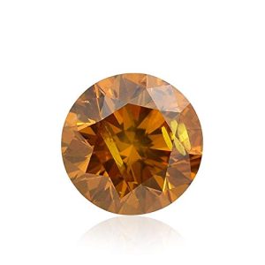 0.58Cts Fancy Deep Yellow Orange Loose Diamond Natural Color Round Cut GIA Cert