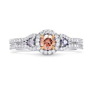 0.64Cts Pink Diamond Engagement 3 Stone Ring Argyle Set in Platinum GIA Cert Size 6