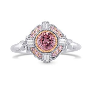 0.74Cts Pink Diamond Engagement Extraordinary Ring Set in 18K White Rose Gold Size 6.25