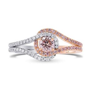 0.7Cts Pink Diamond Engagement Halo Ring Argyle Set in 18K White Rose Gold GIA Size 6.75
