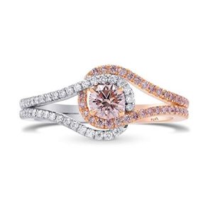 0.7Cts Pink Diamond Engagement Halo Ring Argyle Set in 18K White Rose Gold GIA Size 6.75