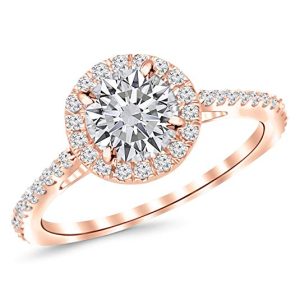 0.85 Carat Classic Halo Diamond Engagement Ring with a 0.45 Carat I-J I1 Center
