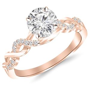 0.88 Carat Twisting Infinity Gold and Diamond Split Shank Pave Set Diamond Engagement Ring with a 0.75 Carat I-J I2 Center