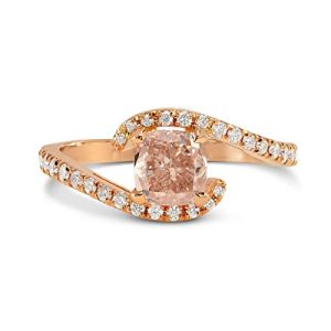 0.9Cts Pink Diamond Engagement Side Stone Ring Set in 18K Rose Gold GIA Cert Size 4.75