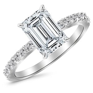 1 CTW Classic Side Stone Pave Set Diamond Engagement Ring