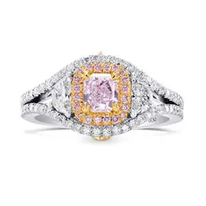 1.15Cts Pink Diamond Engagement 3 Stone Ring Set in Platinum GIA Certified Size 6