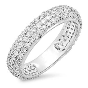1.30 Carat (ctw) 18K White Gold Round White Diamond Ladies Pave Anniversary Wedding Eternity Ring Band