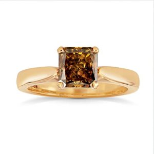 1.4Cts Orange Diamond Engagement Solitaire Ring Set in 18K Rose Gold GIA Cert Size 6