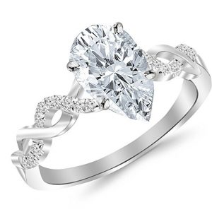 1.63 Ctw Twisting Infinity Gold and Split Shank Pave Set Engagement Ring