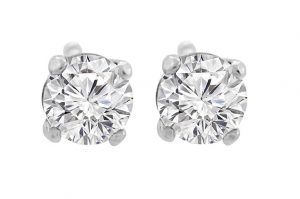 14K Gold Diamond Stud Earrings Round Brilliant Earth-mined (G,VS1) Signature Rare Quality