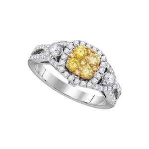 14K White Gold Canary Yellow Diamond Bridal Wedding Engagement Promise Ring 1-18 Ctw.