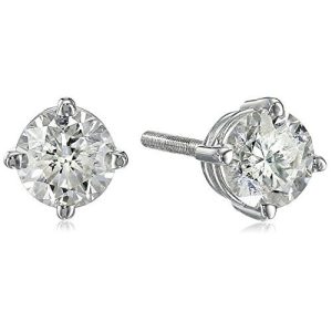 14K White Gold Diamond Stud Earrings (K-L Color, I1-I2 Clarity)