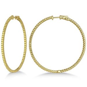 14k Gold X-Large Yellow Canary Diamond Hoop Earrings