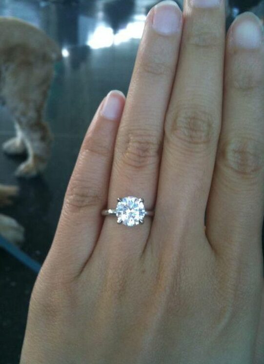 2 Carat Diamond ring on finger