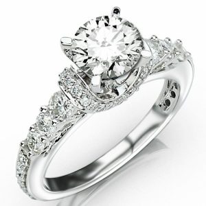 2.33 Carat Round Cut Designer Four Prong Round Diamond Engagement Ring