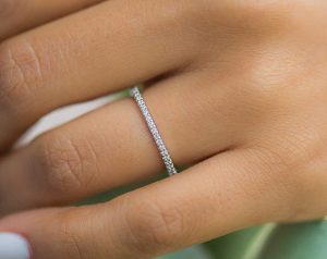 14K Yellow Gold Ladies 0.28CTW.* Angled Common Prong Diamond Eternity Ring