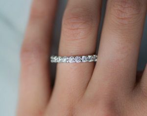 14K White Gold Ladies 1.50CTW.* Contoured Common Prong Diamond Eternity Ring