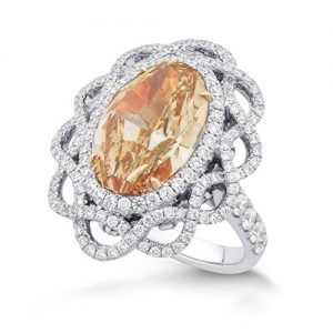 8.42Cts Orange Diamond Engagement Ring Set in 18K Size 6