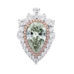 8.69Cts Green Diamond Engagement Ring Set in 18K Size 6