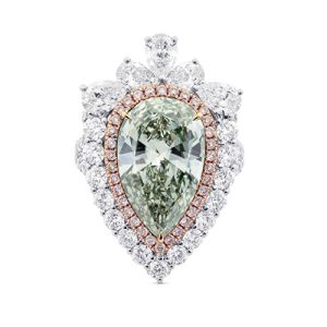 8.69Cts Green Diamond Engagement Ring Set in 18K Size 6