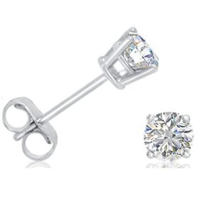 AGS Certified 12ct tw.Round Diamond Stud Earrings set in 14K White Gold