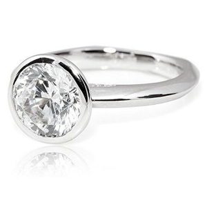 Bezel Round Cut Solitaire Diamond Engagement Ring