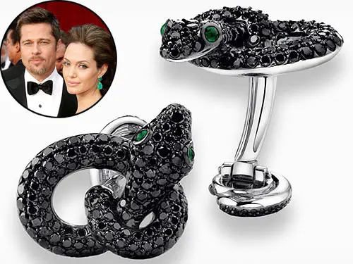 Brad Pitt also owns a pair of black diamond serpent cuff-links given by Angelina Jolie.