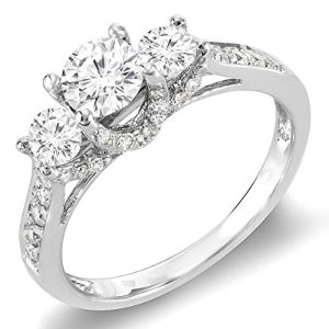 DazzlingRock Collection 0.98 Carat (ctw) 14K Gold Round Diamond 3 Stone Ladies Vintage Style Bridal Engagement Ring 