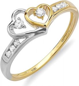 Dazzlingrock Collection 0.10 Carat 10K White &amp; Round Diamond Ladies Promise Ring