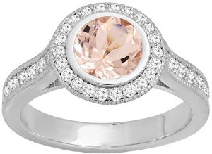 Dazzlingrock Collection 14K Ladies Bridal Halo Engagement Ring, White Gold