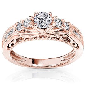 Diamond Engagement Ring 34 CTW in 14K Rose Gold
