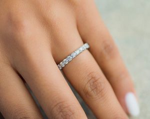 Diamond Eternity Ring on Finger