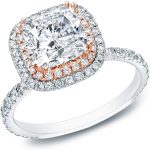 Diamond Wish 14K Two-Tone Gold Cushion Cut Halo Diamond Engagement Ring