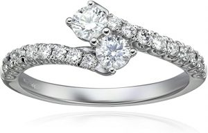IGI Certified 14k White Gold Diamond Two Stone Plus Engagement Ring (H-I Color, I1-I2 Clarity)