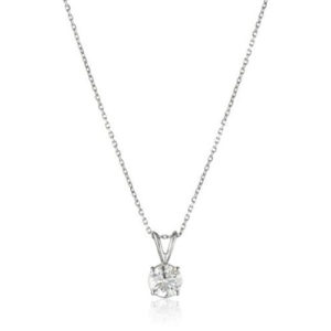 IGI Certified 14k White Gold Round-Cut Diamond Solitaire Pendant Necklace (1cttw, H-I Color, I1-12 Clarity), 18