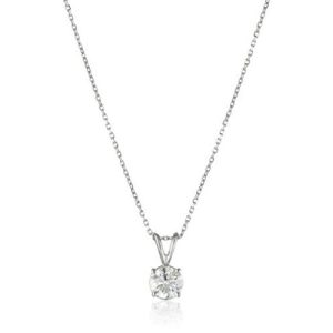 IGI Certified 14k White Gold Round-Cut Diamond Solitaire Pendant Necklace (1cttw, H-I Color, I1-12 Clarity), 18