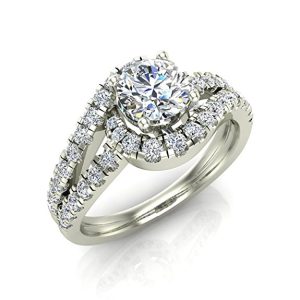 Intertwined Diamond Engagement Ring Wave Shank 14K Gold 1.20 ct