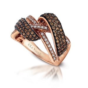 LeVian Chocolate & White Diamond Ring in 14kt Rose Gold