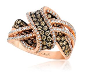 LeVian Chocolate & White Diamond Ring in 14kt Rose Gold