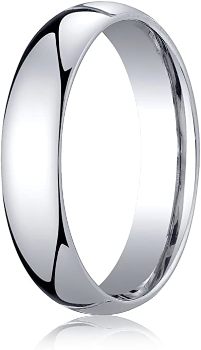 Men's Palladium 5mm Slightly Domed Standard Comfort Fit Wedding Band Ring