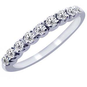 Pave Diamond Wedding Band Ring 10K White Gold