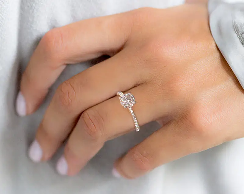 Platinum Petite Pave Engagement Ring