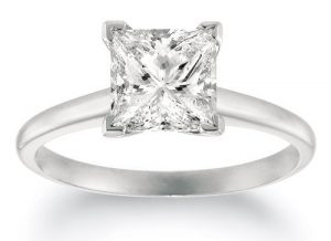 Princess CutShape 14K White Gold Solitaire Diamond Engagement Ring