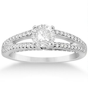 Solitaire Split Shank Diamond Engagement Ring