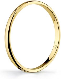 Tesori & Co 10k Yellow or White or Rose Gold Light Comfort Fit 2mm Plain Wedding Band