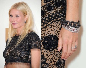 Gwyneth Paltrow was also seen sporting a black diamond bracelet in the 2011 Emmy Awards.